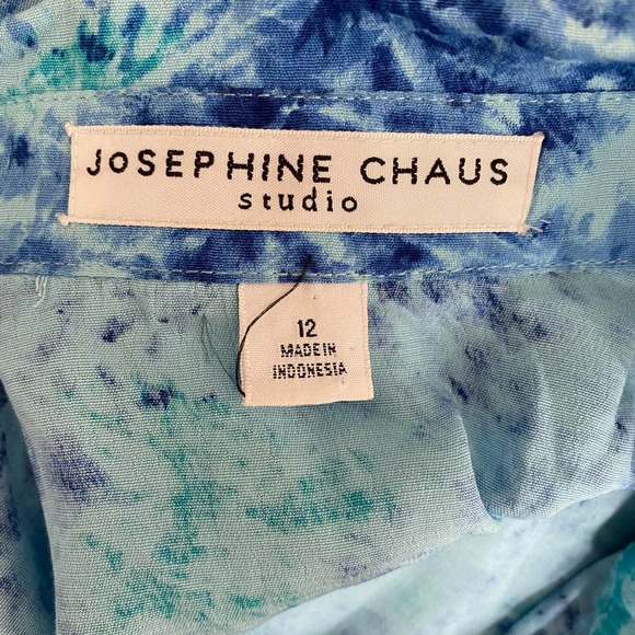 Josephine Chaus Studio Woman's Hi-Neck Short Sleeve Button Down Sz 12 - Picture 6 of 8